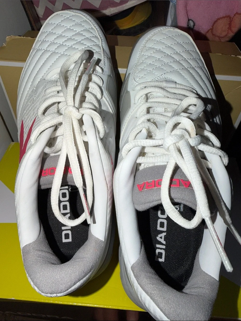 Diadora White and Red Women's Athletic Sneakers